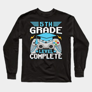 Kids 5Th Grade Level Complete Gamer Class Of 2024 Graduation Boys Long Sleeve T-Shirt